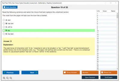 Test Prep THEA-Test Texas Higher Education Assessment - Mathematics, Reading Comprehension Practice test exam simulator test engine exam Prep practice test questions answers Image 19