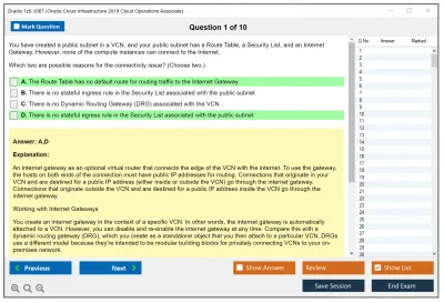 Oracle 1z0-1067 Oracle Cloud Infrastructure 2019 Cloud Operations Associate Practice test exam simulator test engine exam Prep practice test questions answers Image 1