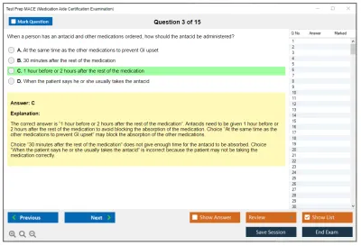 Test Prep MACE Medication Aide Certification Examination Practice test exam simulator test engine exam Prep practice test questions answers Image 3