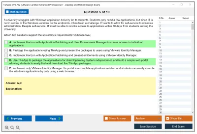 VMware 3V0-752 VMware Certified Advanced Professional 7 - Desktop and Mobility Design Exam Practice test exam simulator test engine exam Prep practice test questions answers Image 5