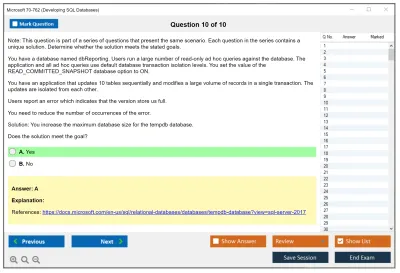 Microsoft 70-762 Developing SQL Databases Practice test exam simulator test engine exam Prep practice test questions answers Image 10
