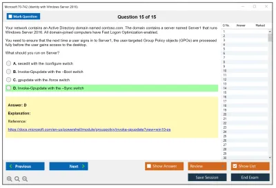Microsoft 70-742 Identity with Windows Server 2016 Practice test exam simulator test engine exam Prep practice test questions answers Image 15
