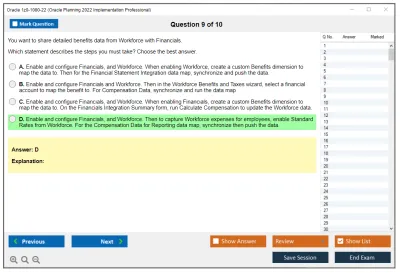 Oracle 1z0-1080-22 Oracle Planning 2022 Implementation Professional Practice test exam simulator test engine exam Prep practice test questions answers Image 9
