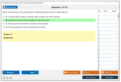 WorldatWork C8 Business Acumen for Compensation Professional Practice test exam simulator test engine exam Prep practice test questions answers Image 7
