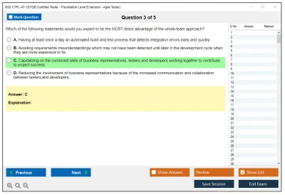 iSQI CTFL-AT Certified Tester Foundation Level Agile Tester Practice test exam simulator test engine exam Prep practice test questions answers Image 3