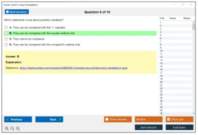 Oracle 1z0-811 Java Foundations Practice test exam simulator test engine exam Prep practice test questions answers Image 6