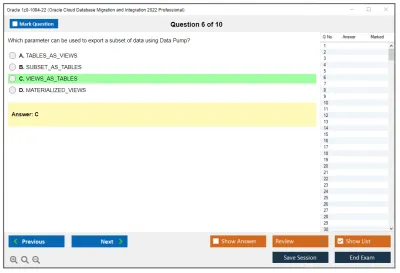 Oracle 1z0-1094-22 Oracle Cloud Database Migration and Integration 2022 Professional Practice test exam simulator test engine exam Prep practice test questions answers Image 6
