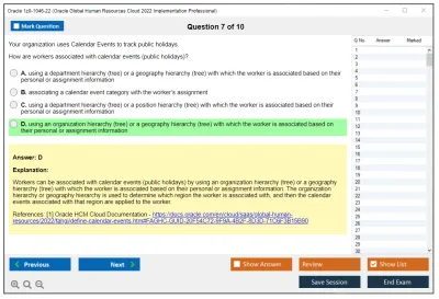 Oracle 1z0-1046-22 Oracle Global Human Resources Cloud 2022 Implementation Professional Practice test exam simulator test engine exam Prep practice test questions answers Image 7
