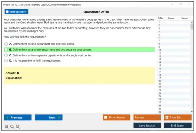 Oracle 1z0-1073-22 Oracle Inventory Cloud 2022 Implementation Professional Practice test exam simulator test engine exam Prep practice test questions answers Image 6