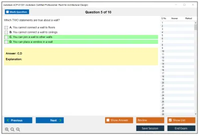 Autodesk ACP-01301 Autodesk Certified Professional - Revit for Architectural Design Practice test exam simulator test engine exam Prep practice test questions answers Image 5