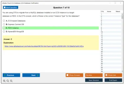 Alibaba Cloud ACA-Database ACA Database Certification Practice test exam simulator test engine exam Prep practice test questions answers Image 7