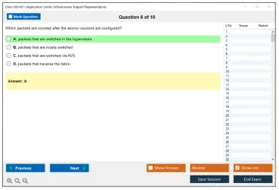 Cisco 500-601 Application Centric Infrastructure Support Representative Practice test exam simulator test engine exam Prep practice test questions answers Image 6