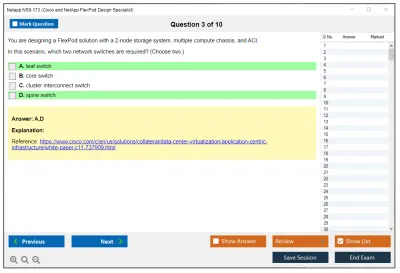 Netapp NS0-173 Cisco and NetApp FlexPod Design Specialist Practice test exam simulator test engine exam Prep practice test questions answers Image 3
