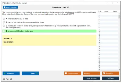 NACVA CVA Certified Valuation Analyst Practice test exam simulator test engine exam Prep practice test questions answers Image 12