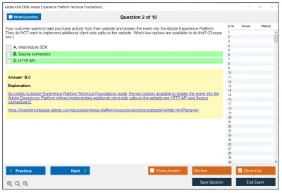 Adobe AD0-E600 Adobe Experience Platform Technical Foundations Practice test exam simulator test engine exam Prep practice test questions answers Image 2