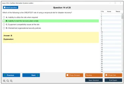 Isaca CISA Certified Information Systems Auditor Practice test exam simulator test engine exam Prep practice test questions answers Image 14