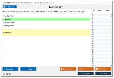 Veritas VCS-279 Administration of Veritas NetBackup 8.1.2 and NetBackup Appliances 3.1.2 Practice test exam simulator test engine exam Prep practice test questions answers Image 8