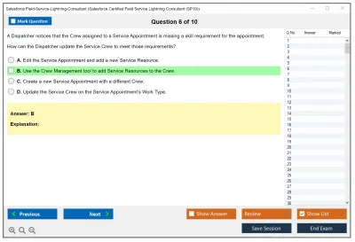 Salesforce Field-Service-Lightning-Consultant Salesforce Certified Field Service Lightning Consultant Practice test exam simulator test engine exam Prep practice test questions answers Image 6
