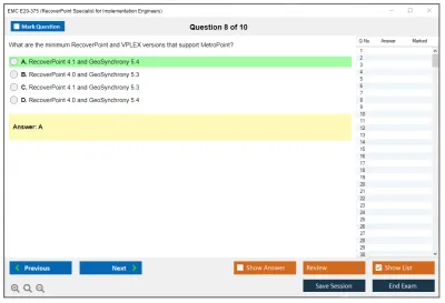 EMC E20-375 RecoverPoint Specialist Exam for Implementation Engineers Practice test exam simulator test engine exam Prep practice test questions answers Image 8