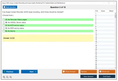 Avaya 3308 Avaya Contact Recording and Avaya Quality Monitoring R12 Implementation and Maintenance Practice test exam simulator test engine exam Prep practice test questions answers Image 2