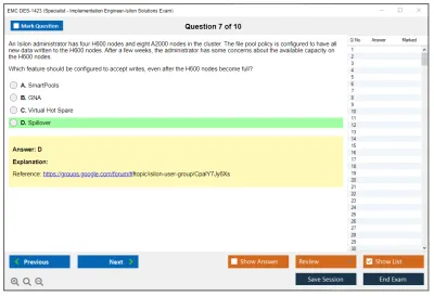 EMC DES-1423 Specialist - Implementation Engineer, Isilon Solutions Exam Practice test exam simulator test engine exam Prep practice test questions answers Image 7