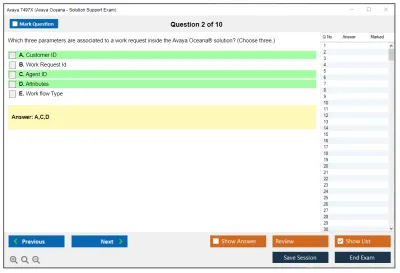 Avaya 7497X Avaya Oceana - Solution Support Exam Practice test exam simulator test engine exam Prep practice test questions answers Image 2