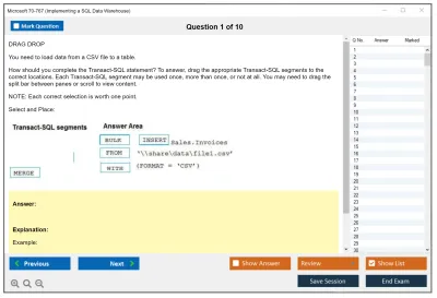 Microsoft 70-767 Implementing a SQL Data Warehouse Practice test exam simulator test engine exam Prep practice test questions answers Image 1