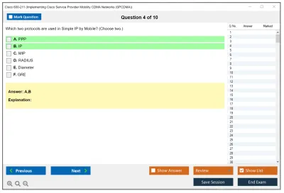 Cisco 600-211 Implementing Cisco Service Provider Mobility CDMA Networks (SPCDMA) Practice test exam simulator test engine exam Prep practice test questions answers Image 4
