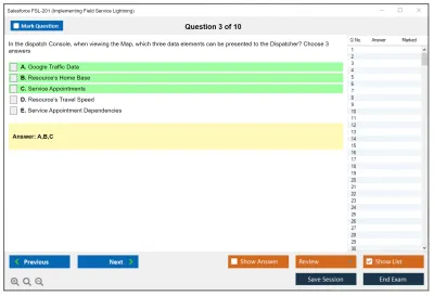 Salesforce FSL-201 Salesforce - Implementing Field Service Lightning Practice test exam simulator test engine exam Prep practice test questions answers Image 3