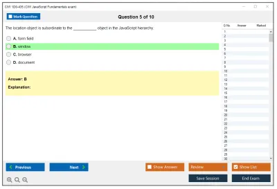 CIW 1D0-435 CIW JavaScript Fundamentals exam Practice test exam simulator test engine exam Prep practice test questions answers Image 5