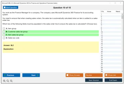 Microsoft MB-310 Microsoft Dynamics 365 Finance Practice test exam simulator test engine exam Prep practice test questions answers Image 10