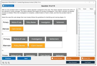 Pegasystems PEGACPBA73V1 Certified Pega Business Architect (CPBA) 73V1 Practice test exam simulator test engine exam Prep practice test questions answers Image 10