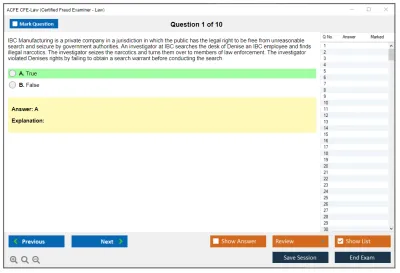 ACFE CFE-Law Certified Fraud Examiner (CFE) - Law Practice test exam simulator test engine exam Prep practice test questions answers Image 1