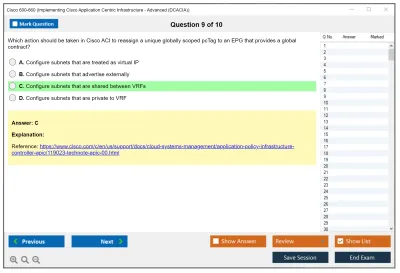 Cisco 600-660 Implementing Cisco Application Centric Infrastructure - Advanced (600-660 DCACIA) Practice test exam simulator test engine exam Prep practice test questions answers Image 9
