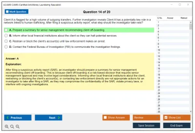 ACAMS CAMS Certified Anti-Money Laundering Specialist (6th Edition) Practice test exam simulator test engine exam Prep practice test questions answers Image 14