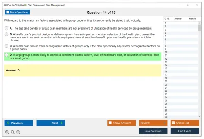 AHIP AHM-520 Health Plan Finance and Risk Management Practice test exam simulator test engine exam Prep practice test questions answers Image 14