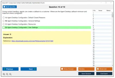 Avaya 6211 Avaya Aura Contact Center Multimedia Implementation Exam Practice test exam simulator test engine exam Prep practice test questions answers Image 10