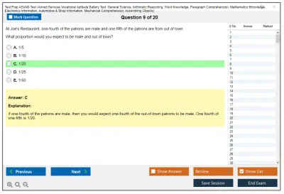 Test Prep ASVAB-Test Armed Services Vocational Aptitude Battery Test: General Science, Arithmetic Reasoning, Word Knowledge, Paragraph Comprehension, Mathematics Knowledge, Electronics Information, Automotive & Shop Information, Mechanical Comprehension, Assembling Objects Practice test exam simulator test engine exam Prep practice test questions answers Image 9