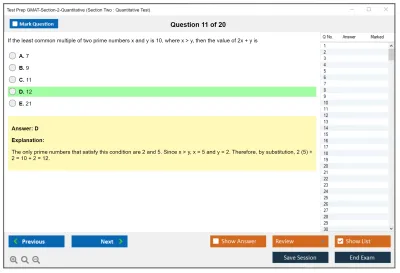 Test Prep GMAT-Section-2-Quantitative Section Two : Quantitative Test Practice test exam simulator test engine exam Prep practice test questions answers Image 11