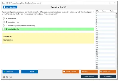 Cisco 300-180 Troubleshooting Cisco Data Center Infrastructure Practice test exam simulator test engine exam Prep practice test questions answers Image 7