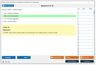 Oracle 1z0-591 Oracle Business Intelligence Foundation Suite 11g Essentials Practice test exam simulator test engine exam Prep practice test questions answers Image 9