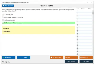 IIBA ECBA Entry Certificate in Business Analysis (ECBA) Practice test exam simulator test engine exam Prep practice test questions answers Image 1