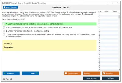 EMC E20-597 Backup & Recovery Specialist for Storage Administrators Practice test exam simulator test engine exam Prep practice test questions answers Image 12