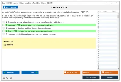 Cisco 300-915 Developing Solutions Using Cisco IoT and Edge Platforms (DEVIOT) Practice test exam simulator test engine exam Prep practice test questions answers Image 3