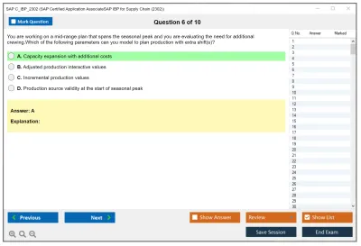 SAP C_IBP_2302 SAP Certified Application AssociateSAP IBP for Supply Chain (2302) Practice test exam simulator test engine exam Prep practice test questions answers Image 6