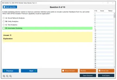 IBM M2090-732 IBM SPSS Modeler Sales Mastery Test v1 Practice test exam simulator test engine exam Prep practice test questions answers Image 6