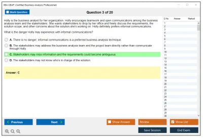 IIBA CBAP Certified Business Analysis Professional (CBAP) Practice test exam simulator test engine exam Prep practice test questions answers Image 3