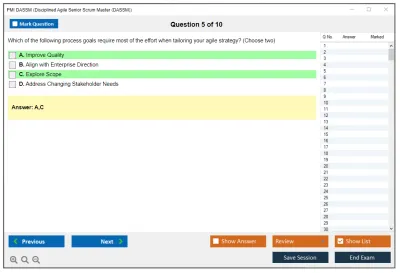 PMI DASSM Disciplined Agile Senior Scrum Master (DASSM) Exam Practice test exam simulator test engine exam Prep practice test questions answers Image 5