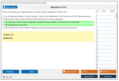 Oracle 1z0-1084-21 Oracle Cloud Infrastructure Developer 2021 Associate Practice test exam simulator test engine exam Prep practice test questions answers Image 4