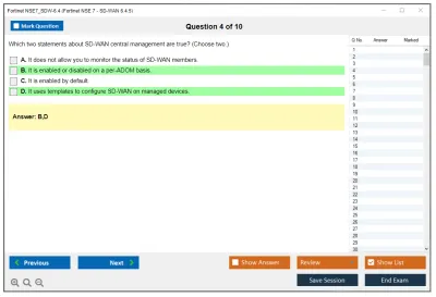 Fortinet NSE7_SDW-6.4 Fortinet NSE 7 - SD-WAN 6.4.5 Practice test exam simulator test engine exam Prep practice test questions answers Image 4